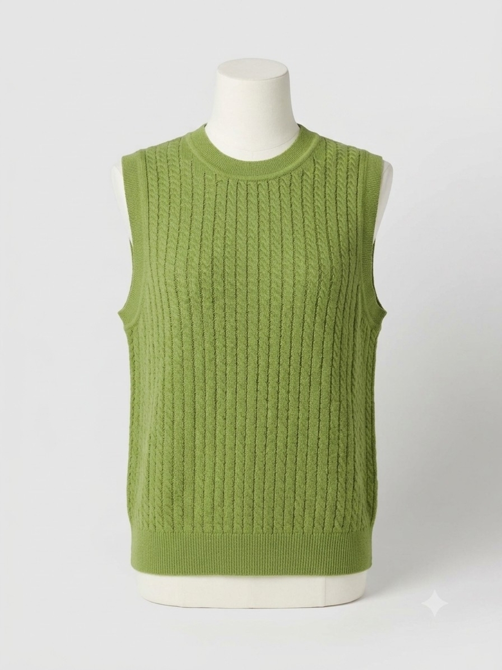 Green Cable Knit Sleeveless Tank Top